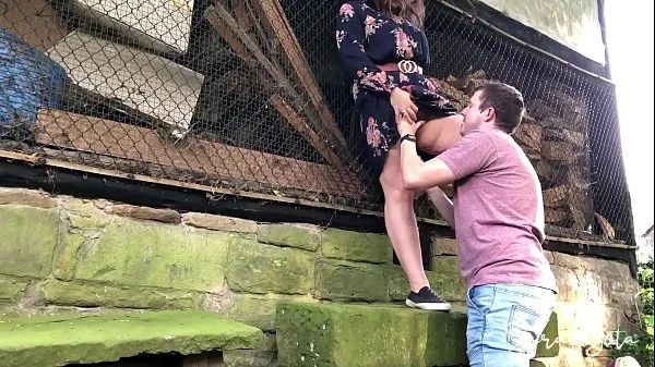 Fucking at an abondand barnyard - outdoor sex