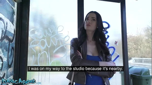 Public Agent - Busty brunette MILF gives her mouth and body to a fat cock after offer at a public bus stop