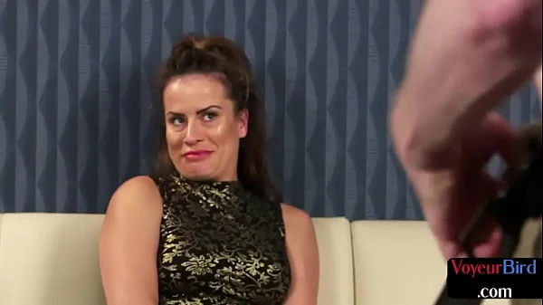 Classy amateur voyeur femdom CFNM MILF watching guy wanking