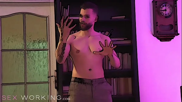 Sex Working - guy gets to fuck his dream camgirl - creampie for beautiful skinny small tits ebony teen