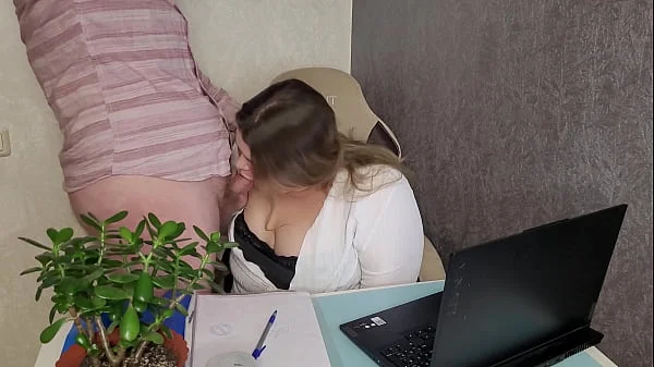 The secretary with big tits and nipples let him fuck her doggy-style