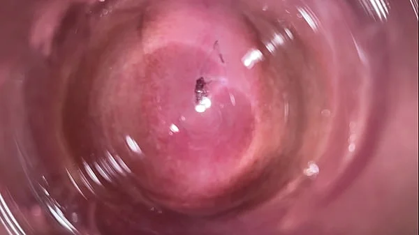 Camera deep inside Mia's teen creamy pussy