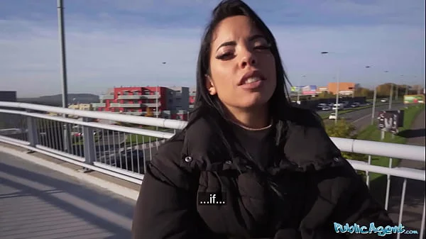 Public Agent Brunette with a beautiful bubble butt fucking a big fat cock