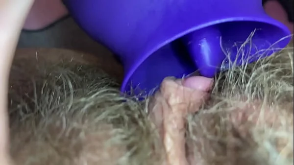 Extreme closeup big clit licking toy orgasm hairy pussy