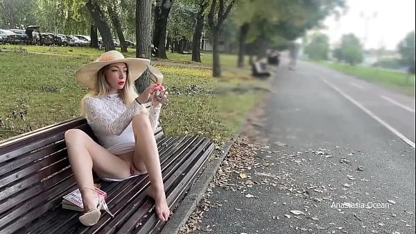 My wife is flashing her pussy to people in park. No panties in public.