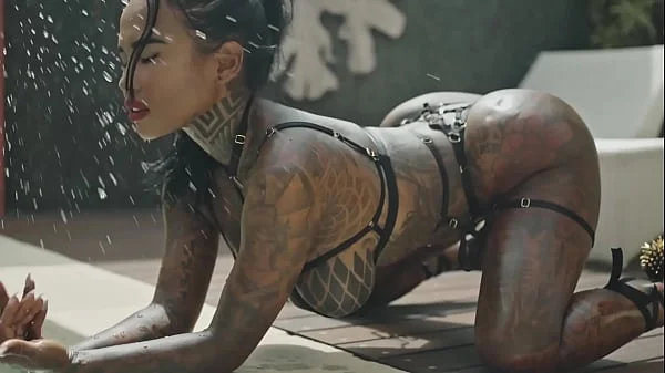 SANKTOR - INKED JAPANESE MILF WITH HUGE TITS MASTURBATES