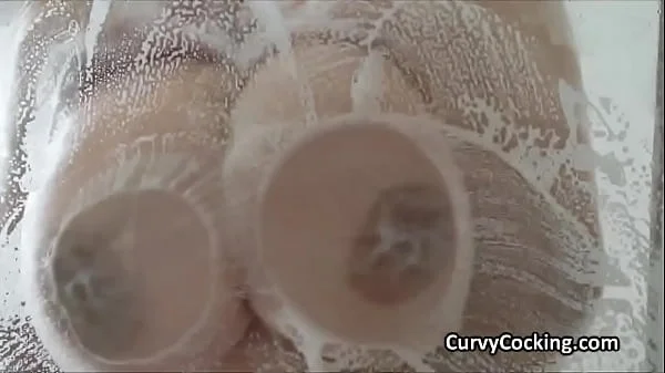 Big tits soapy shower for a hard dicking