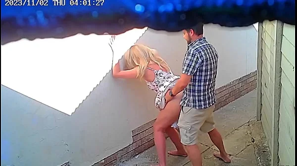 Cctv camera caught couple fucking outside public restaurant