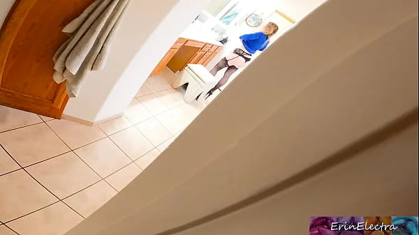 Peeping on stepmom while she undresses for her bath