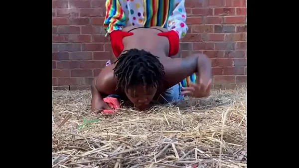 Gibby The Clown fucks ebony in a barn