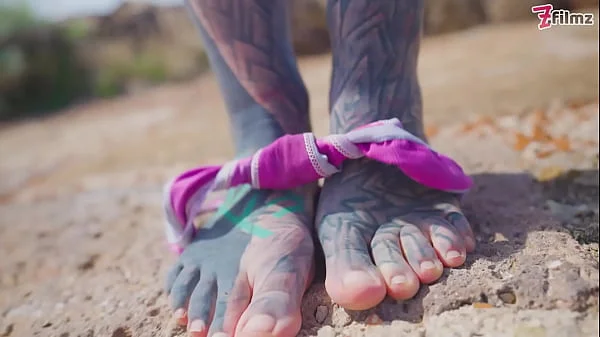 Tattooed girl with pierced pussy gets ANAL fucked outdoors