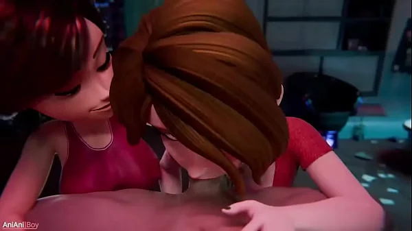 Double MILF blowjob / 3d porn