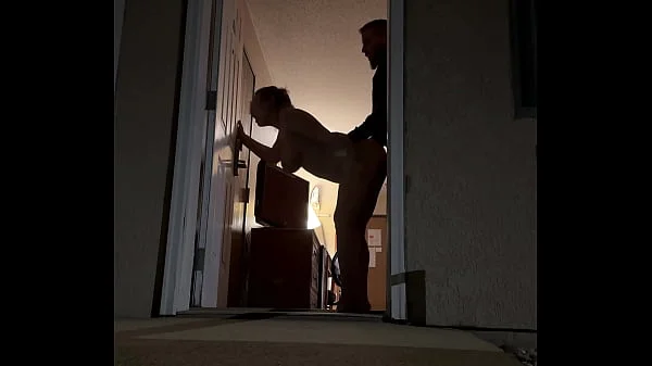 Trying to Get Caught! Sex in the Doorway at the Hotel