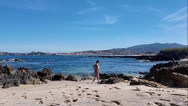 Curvy Nudist with Hairy Pussy on the Beach