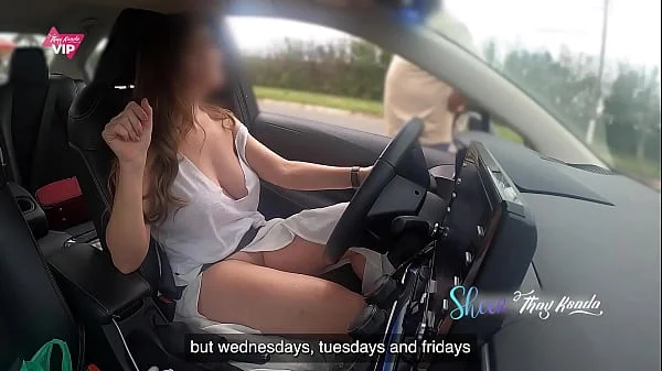 I stopped to buy fruit on the road and let the seller see and touch my pussy - teaser