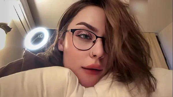 Hot brunette with glasses and big ass gets a luscious facial