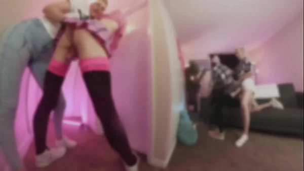 Two girlfriends made their slave guys cum