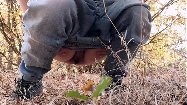 Pee outdoors, risky toilet  in the forest