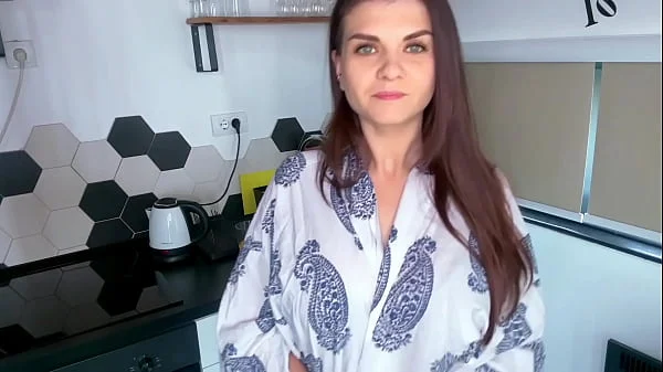 Milky Stepmother's Boner was Licked by Her Stepson on the Kitchen