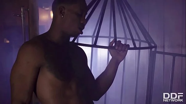 Busty babe Marty Lacroft swallows enormous black cock down her deep throat