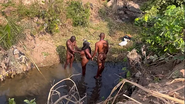 2 strangers taking turns to fuck this teenage village girl in the river