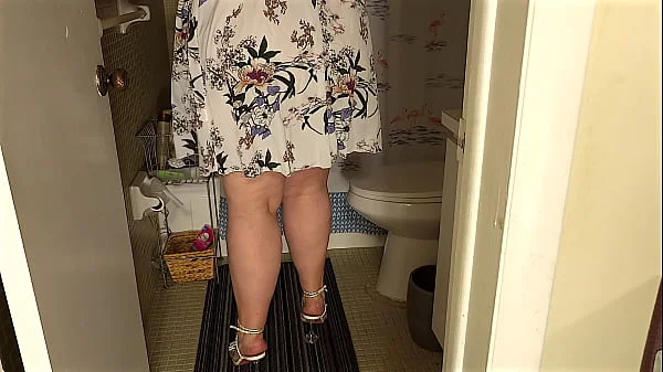 I’m gonna hurry up and cum down off this step ladder, so I don’t get caught by the plumber with my pussy showing, this is nuts