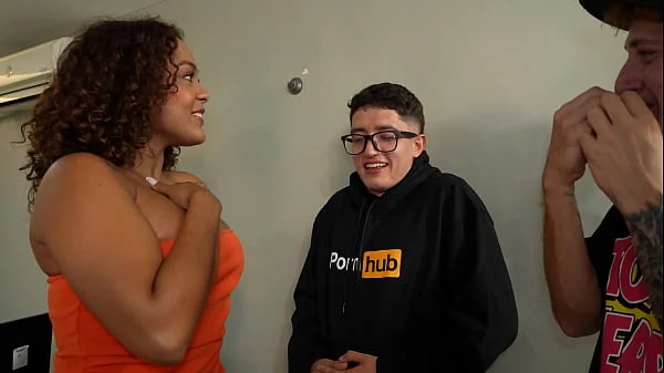 Nerd guys fuck their LATINA boss with a GIANT ass and fill her pussy and face with cum