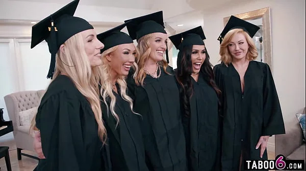 MILFs graduation party turns into an insane reverse gangbang party