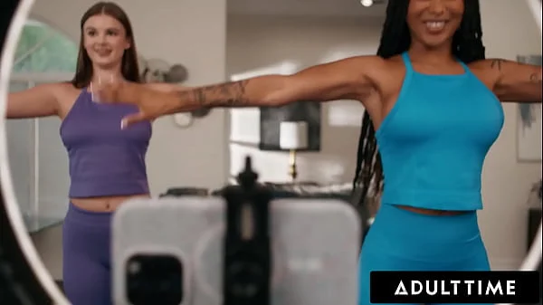 ADULT TIME - Sweaty Workout Ends In Pussy Licking For MILF Cali Sweets And Stepbae Sky Wonderland