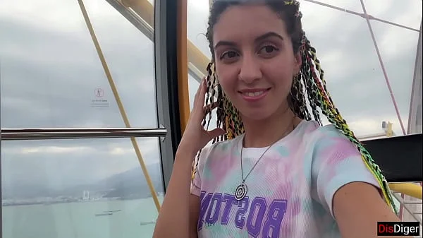 Public Dick Flashing on the Ferris wheel - Stranger Girl Help me Cum in her Mouth
