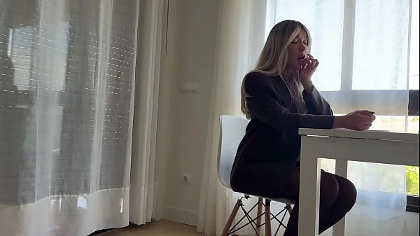 boss fucked me with big dick through pantyhose on work desk