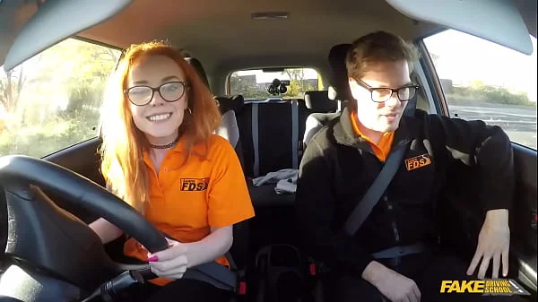 Fake Driving School - British ginger babe Ella Hughes gets her perfect pussy fucked during driving lesson