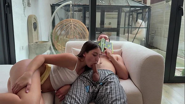 Step Brother Sits With His Cock Bare Out Of His Pants And Step Sister Couldn't Resist
