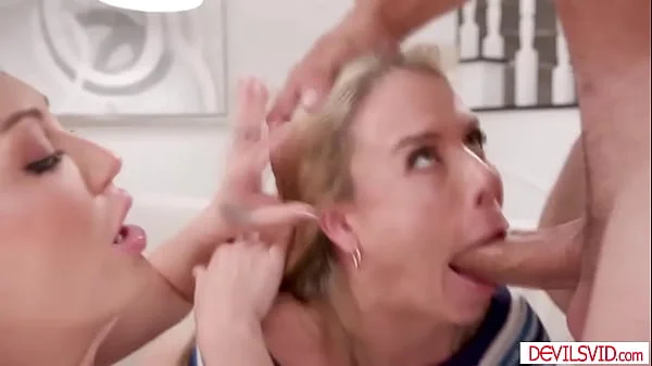 Husband and wife dp fucking their big tits milf neighbor