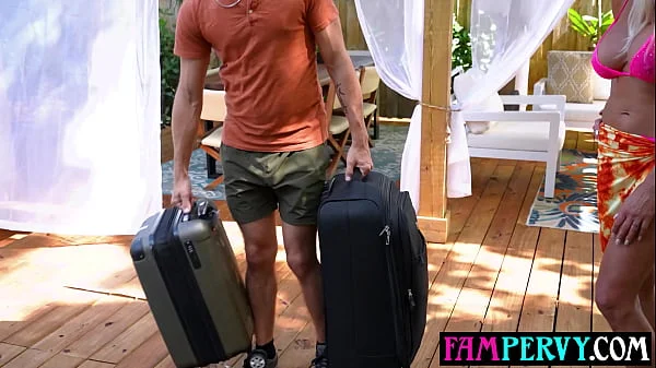 Blonde mature stepmom Taylor Vixxen asks stepson to cream her hot body