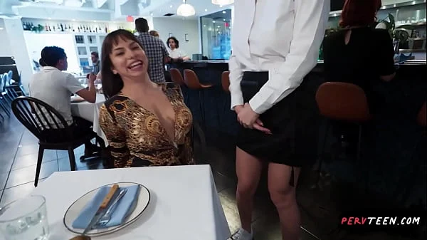 Sneaky Waitress Fucks Me Hard in the Restaurant... We Get Caught