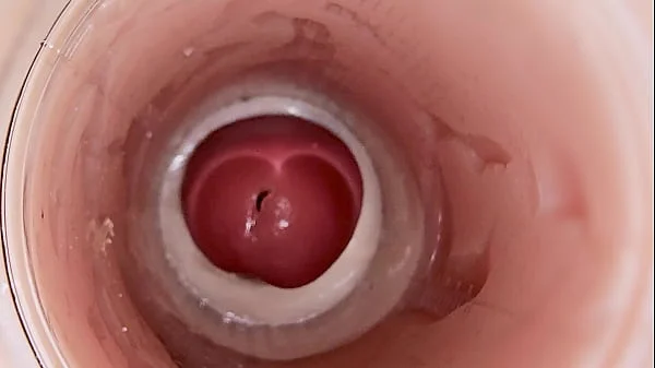 Camera inside deep pussy captures huge ejaculation of sperm