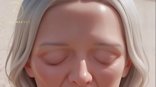 GILF With Huge Saggy Tits Blowjob At The Beach - POV AI