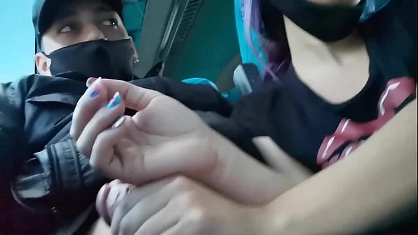 Blowjob and fucking with creampie in public service bus - BlakeProductions