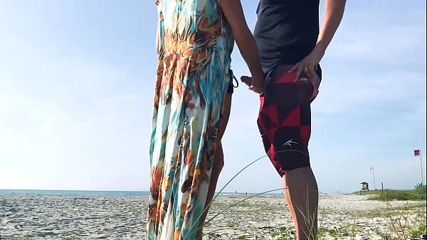 Just Go Away! Milf Gets standing Anal  in front of everyone After Teasing Stranger on the beach
