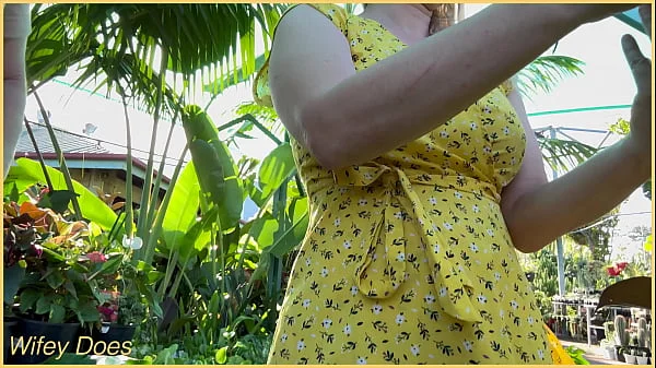 Wifey heads out in a cute summer dress braless and looks amazing with her blonde hair.