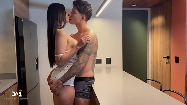 Roommate fucks his teen roommate in the kitchen - Danner Mendez & Isabella Toro