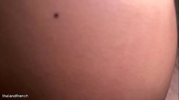 Cute 18yo Thai take a white cock in cowgirl and huge facial