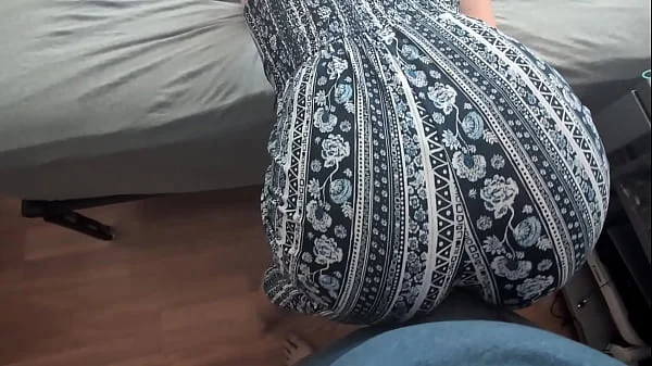 bouncing ass on his cock in clothes
