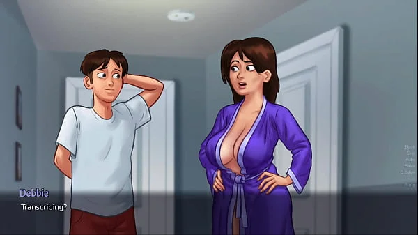 Summertime Saga - Stepsister catches Stepmom giving a titjob to a huge cock