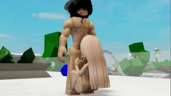 ROBADDIES - AUDITION N°3 - SARA HOT COLOMBIAN GIRL GIVES A BLOWJOB IN THE SWIMMING POOL