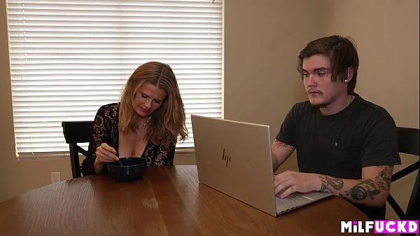 Mature cougar seduces her boyfriends son