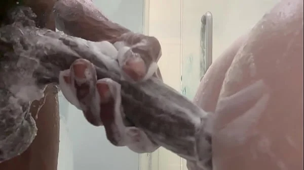 She begged for anal in the shower, but his massive BBC was way too big to fit. Still dripping wet, she bent over the bed after the shower and took every inch doggystyle, loud moaning as he stretched her out deep close up pov