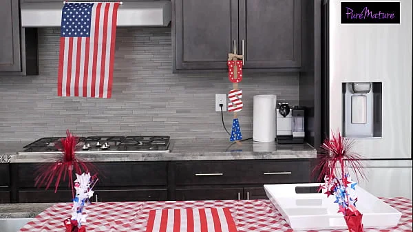 Sneaky MILF Swallows A Fat Bratwurst At The Cookout