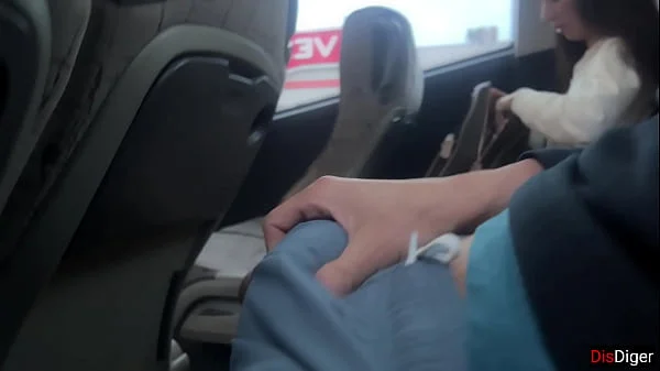 Public Dick Flashing - Risky Handjob in Public Bus Full of People Cum by Hand